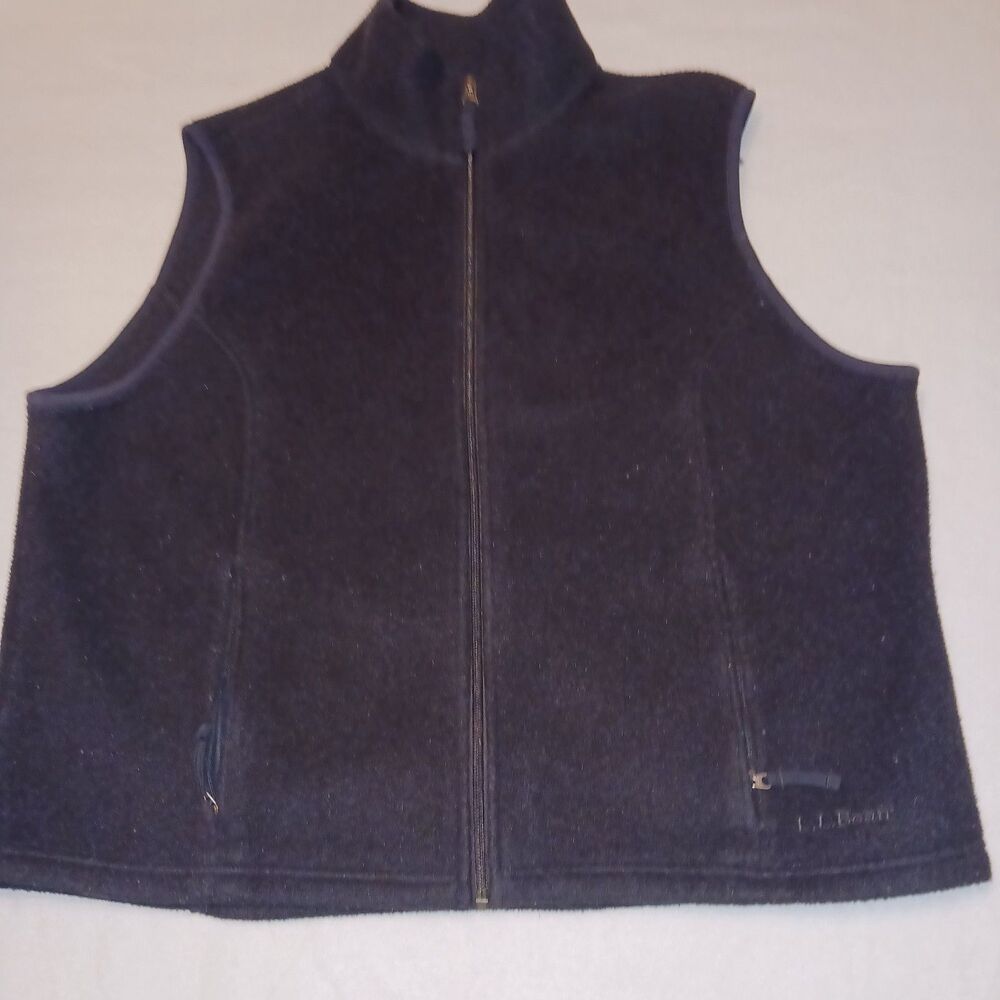 L.L. Bean Fleece Vest Womens XL Black Polartec Full Zip Mock Neck